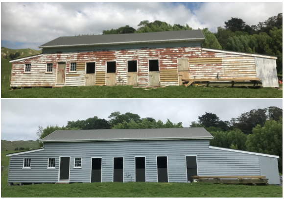 Woolshed painting before and after